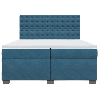 Box Spring Bed with Mattress Blue 200x200 cm Velvet