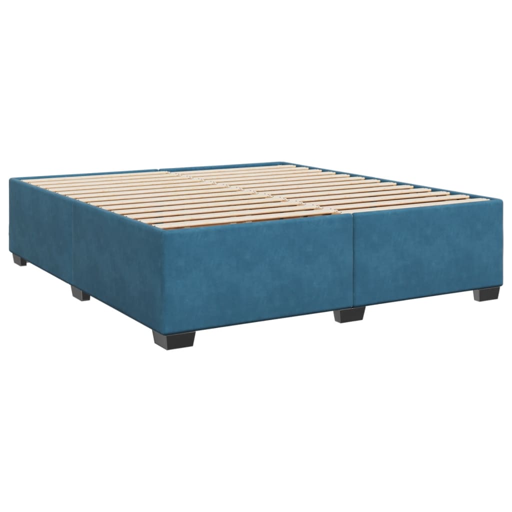 Box Spring Bed with Mattress Blue 200x200 cm Velvet