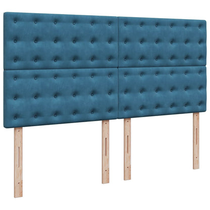 Box Spring Bed with Mattress Blue 200x200 cm Velvet