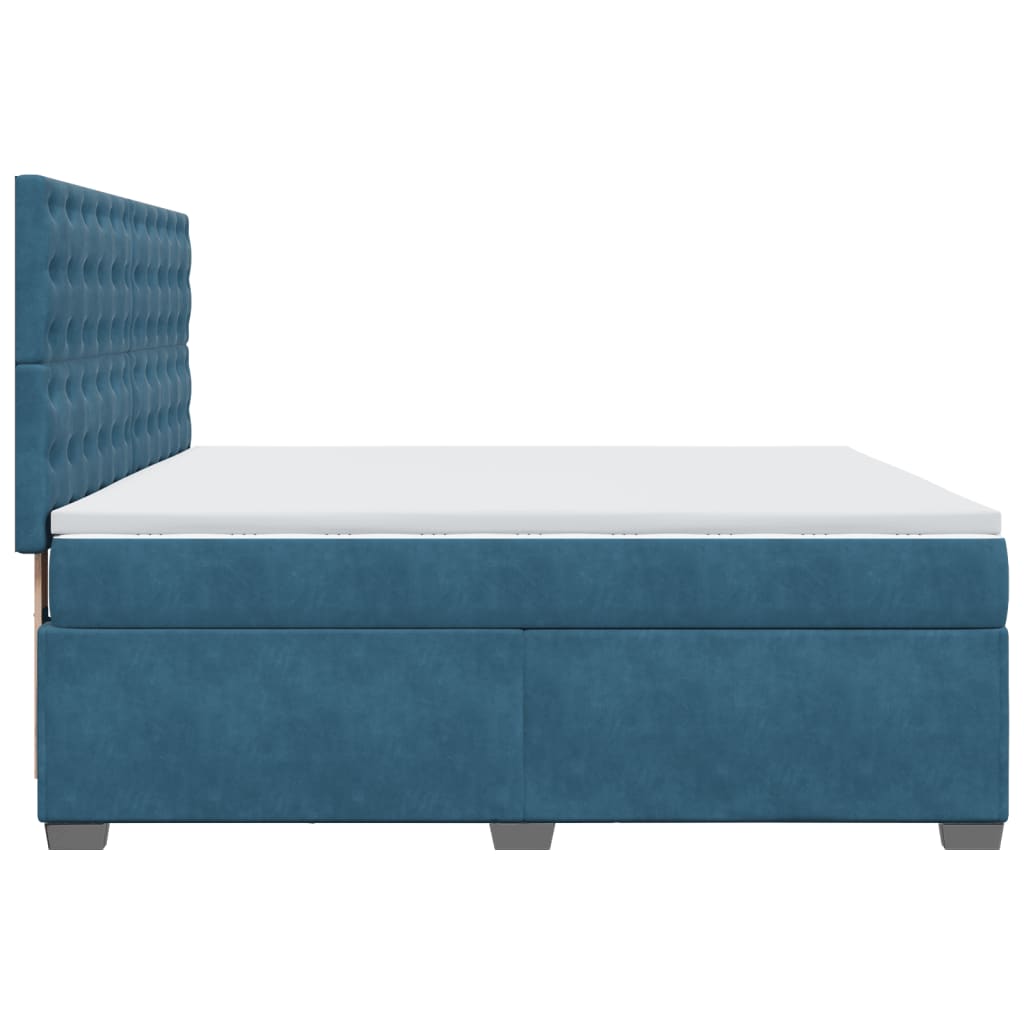 Box Spring Bed with Mattress Blue 200x200 cm Velvet