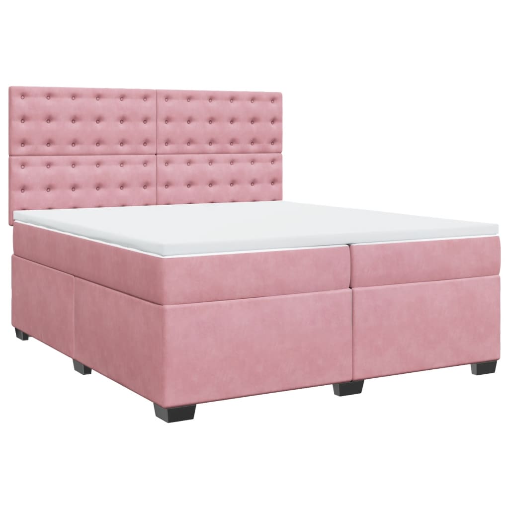 Box Spring Bed with Mattress Pink 200x200 cm Velvet