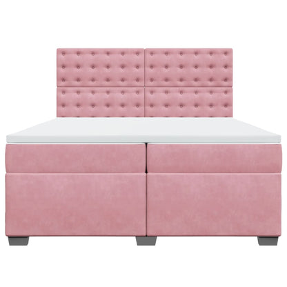 Box Spring Bed with Mattress Pink 200x200 cm Velvet