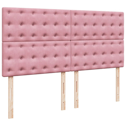 Box Spring Bed with Mattress Pink 200x200 cm Velvet