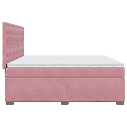 Box Spring Bed with Mattress Pink 200x200 cm Velvet