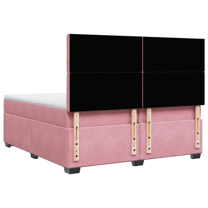 Box Spring Bed with Mattress Pink 200x200 cm Velvet