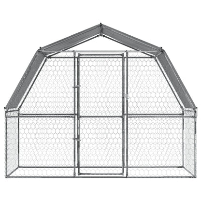 Dog Cage with Roof and Door Silver Galvanised Steel