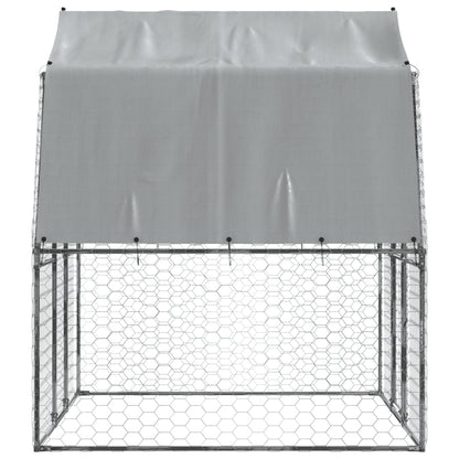 Dog Cage with Roof and Door Silver Galvanised Steel