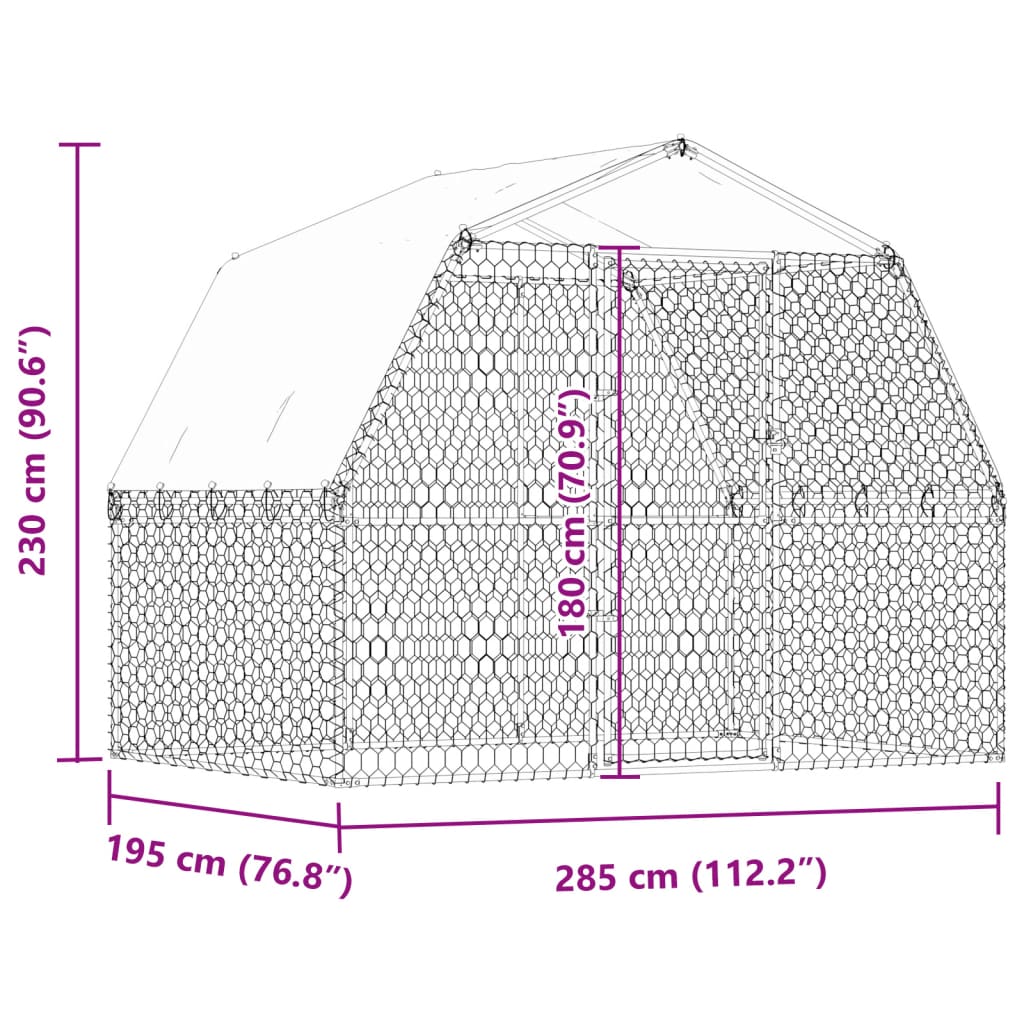 Dog Cage with Roof and Door Silver Galvanised Steel