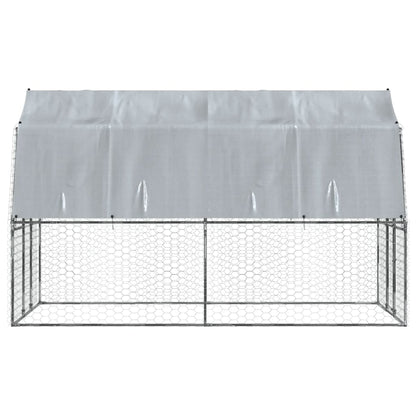 Dog Cage with Roof and Door Silver Galvanised Steel