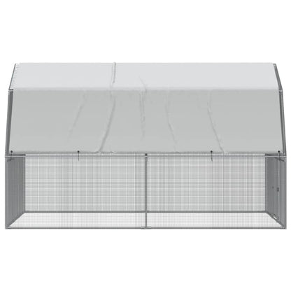 Chicken Cage with Roof and Door Silver Galvanised Steel