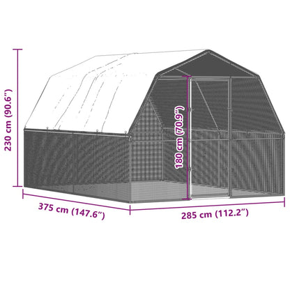 Chicken Cage with Roof and Door Silver Galvanised Steel