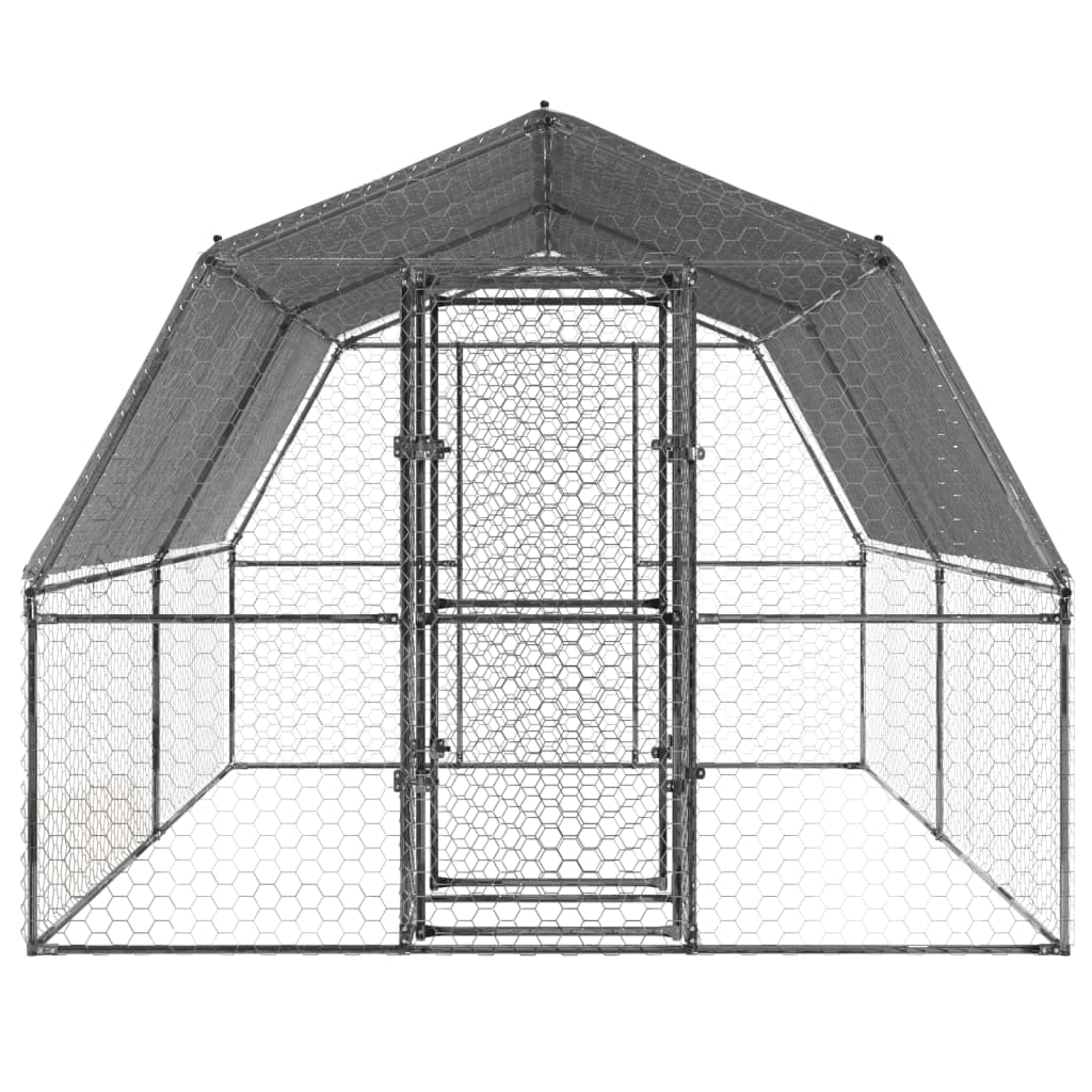 Bird Cage with Roof and Door Silver Galvanised Steel