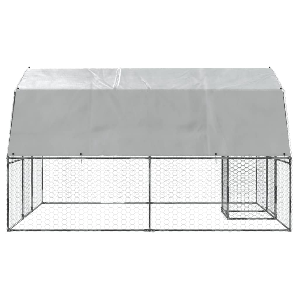 Bird Cage with Roof and Door Silver Galvanised Steel