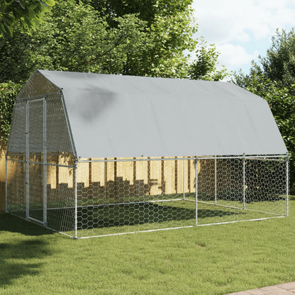 Bird Cage with Roof and Door Silver Galvanised Steel