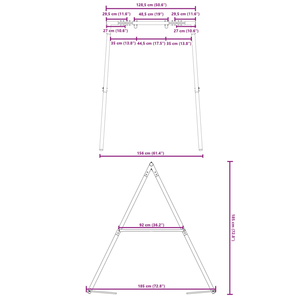 Swing Frame for Outdoor with 2 Hanging Hooks Blue Steel