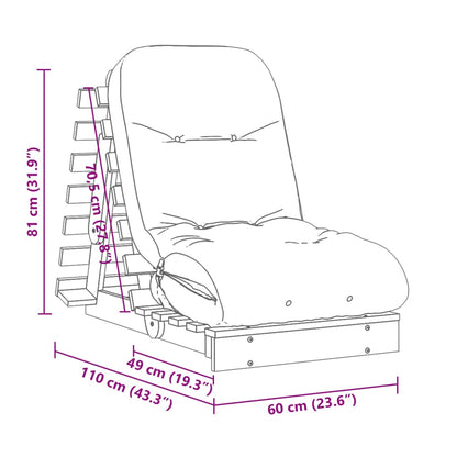 Futon Sofa Bed with Mattress 60x206x11 cm Solid Wood Douglas