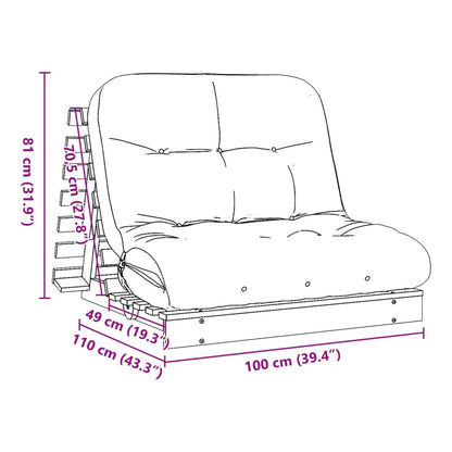 Futon Sofa Bed with Mattress 100x206x11 cm Solid Wood Douglas