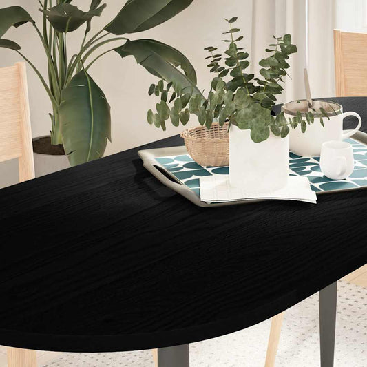 Table Top Dark Brown 140x60x2 cm Solid Wood Oak Oval