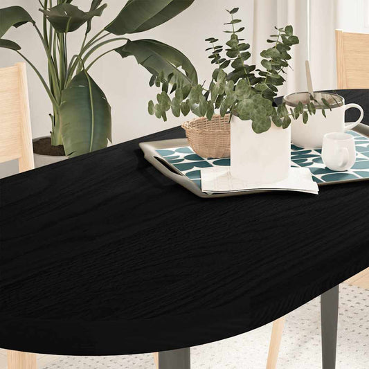 Table Top Dark Brown 140x60x4 cm Solid Wood Oak Oval