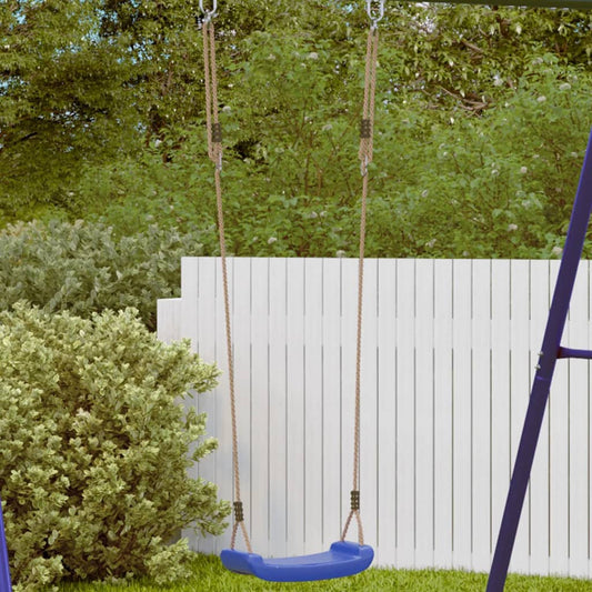 Outdoor Swing Seat for Kids Single with Adjustable Rope Blue