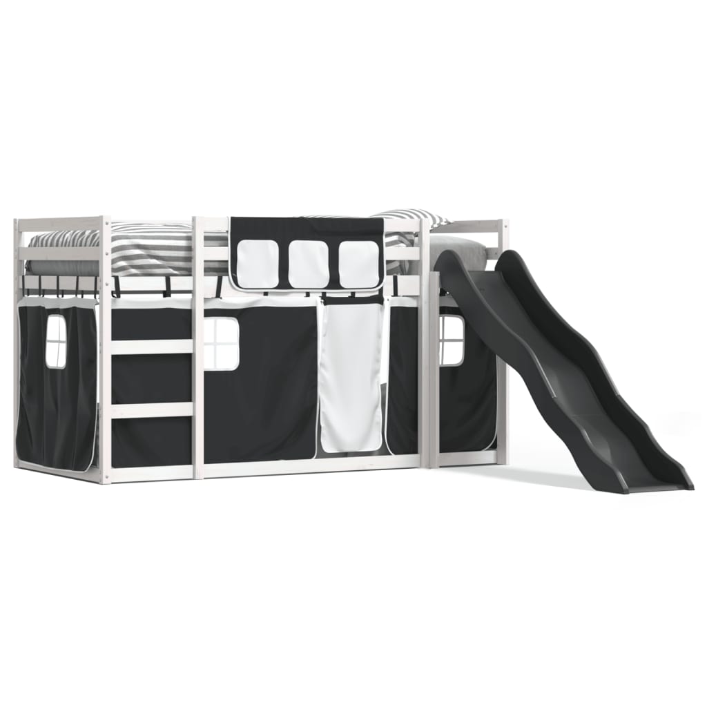 Bunk Bed without Mattress with Slide White and Black 90x200 cm