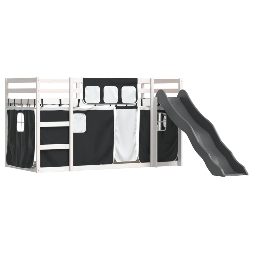 Bunk Bed without Mattress with Slide White and Black 90x200 cm