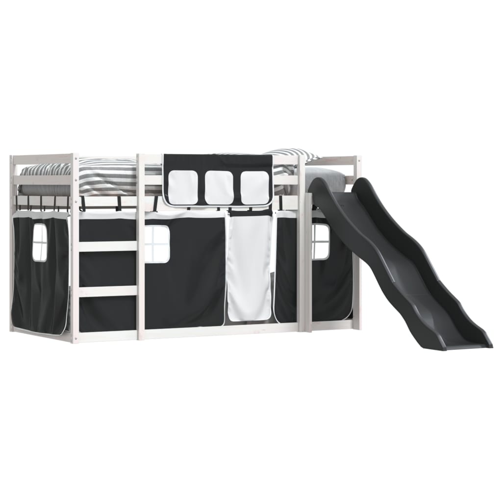 Bunk Bed without Mattress with Slide White and Black 90x200 cm