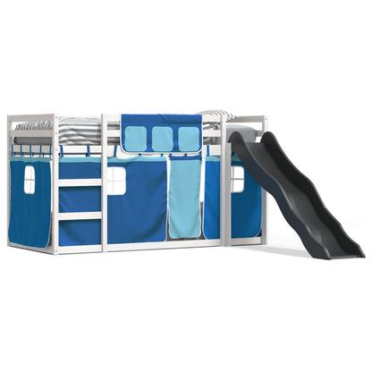 Bunk Bed without Mattress with Slide and Curtains Blue 90x190 cm Single