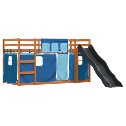 Bunk Bed without Mattress with Slide and Curtains Blue 90x190 cm Single