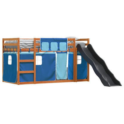 Bunk Bed without Mattress with Slide and Curtains Blue 90x190 cm Single