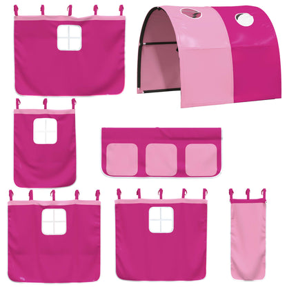 Bunk Bed with Slide and Curtains Pink 90x200 cm