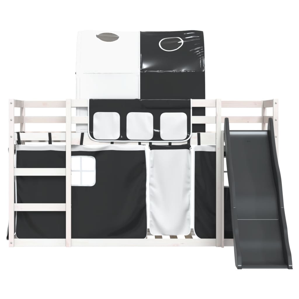 Bunk Bed without Mattress with Slide White and Black 90x190 cm Single