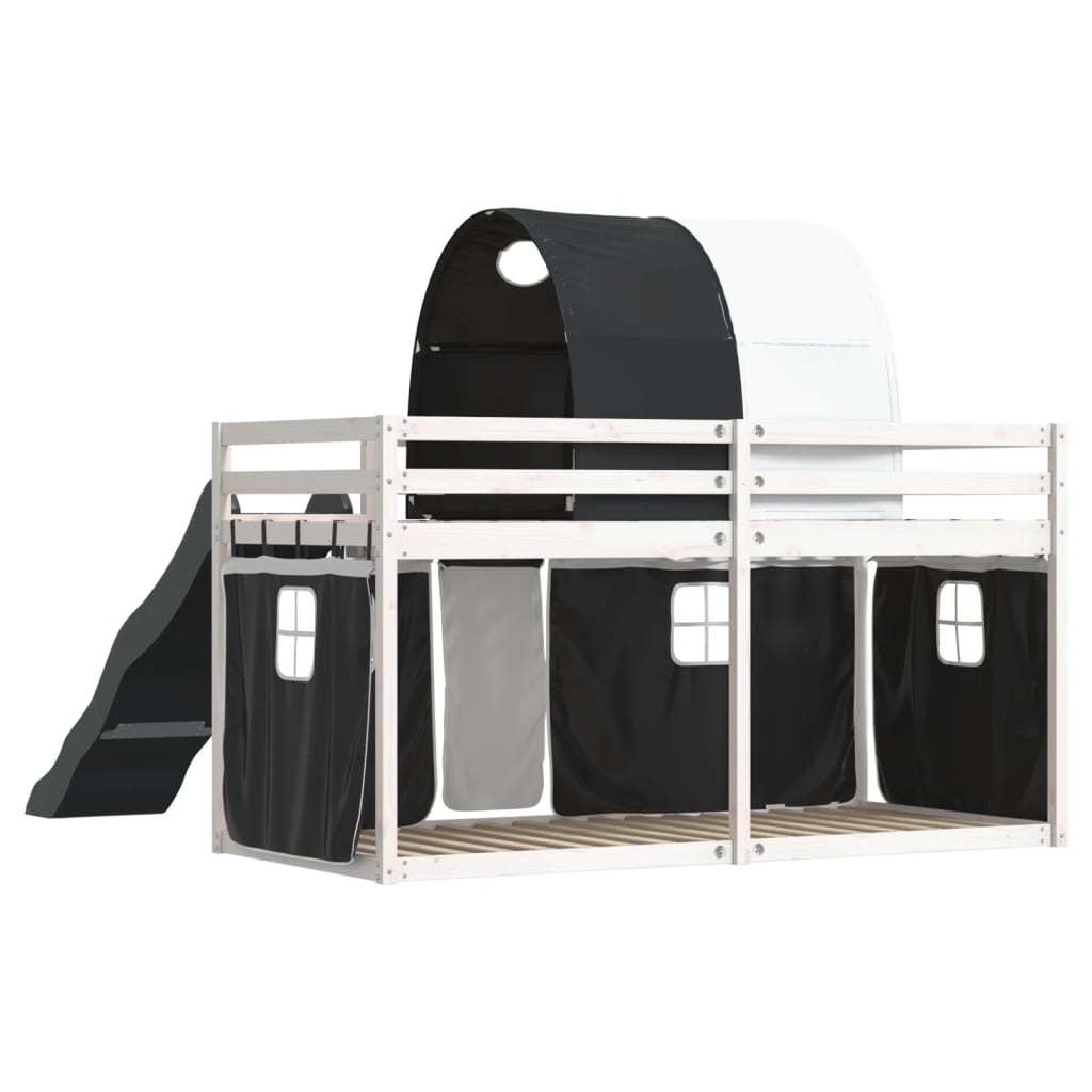 Bunk Bed without Mattress with Slide White and Black 90x190 cm Single