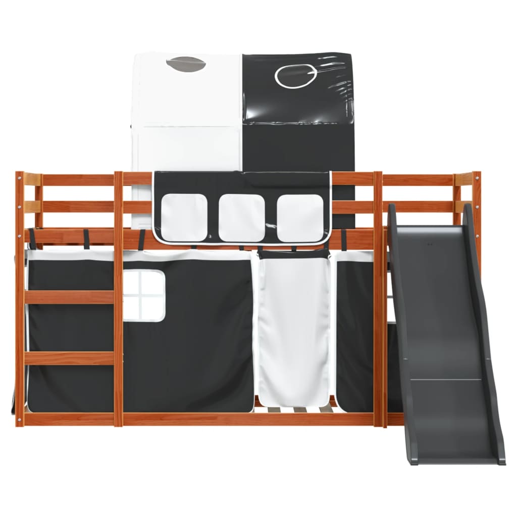 Bunk Bed without Mattress with Slide White and Black 90x190 cm Single