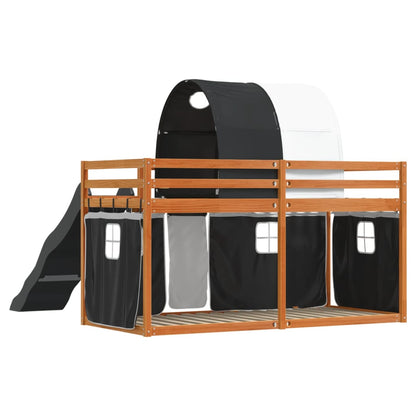 Bunk Bed without Mattress with Slide White and Black 90x190 cm Single