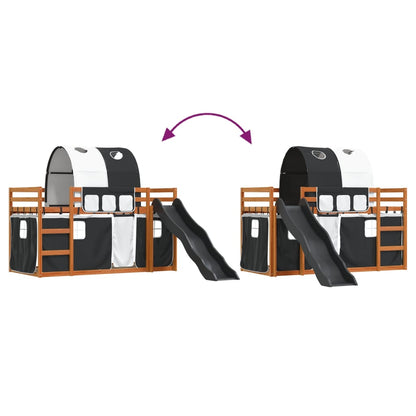 Bunk Bed without Mattress with Slide White and Black 90x190 cm Single