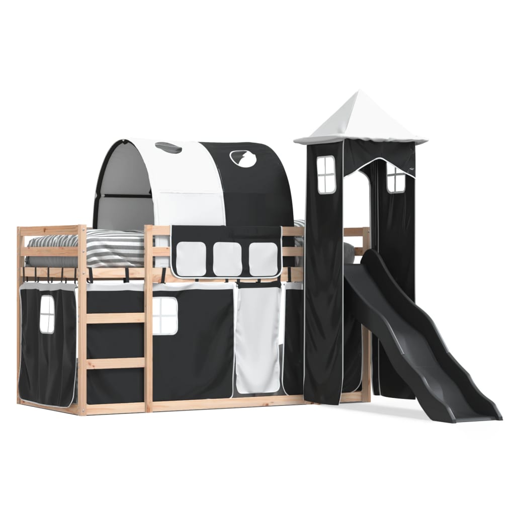 Bunk Bed without Mattress with Slide White and Black 90x200 cm