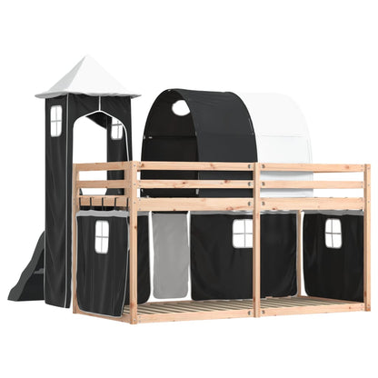 Bunk Bed without Mattress with Slide White and Black 90x200 cm