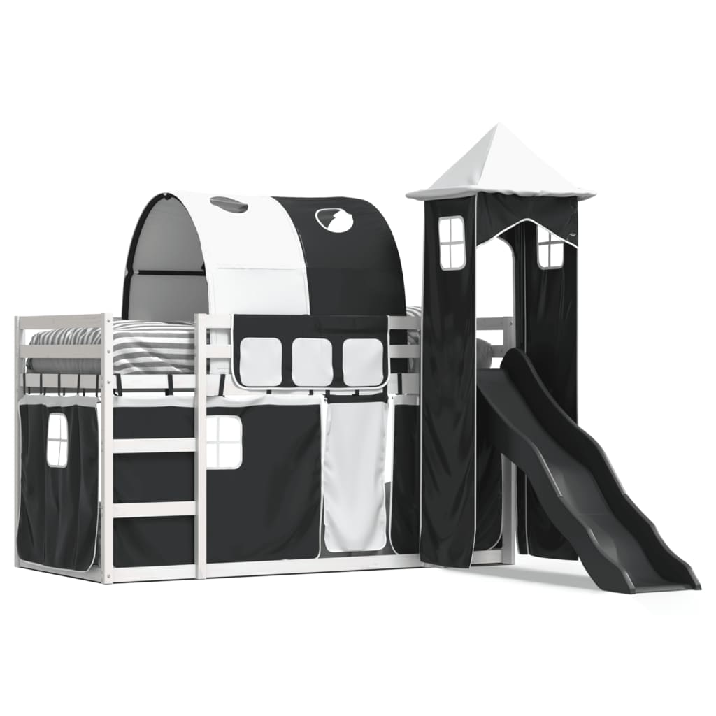 Bunk Bed without Mattress with Slide White and Black 90x200 cm