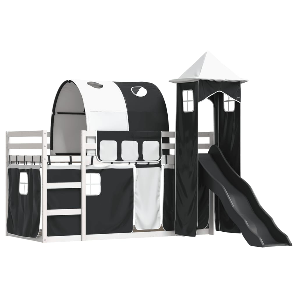 Bunk Bed without Mattress with Slide White and Black 90x200 cm