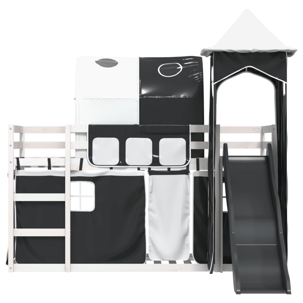 Bunk Bed without Mattress with Slide White and Black 90x200 cm