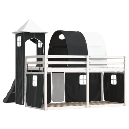 Bunk Bed without Mattress with Slide White and Black 90x190 cm Single