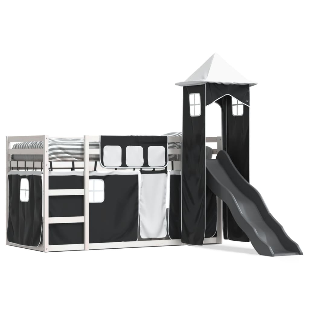 Bunk Bed without Mattress with Slide White and Black 90x200 cm