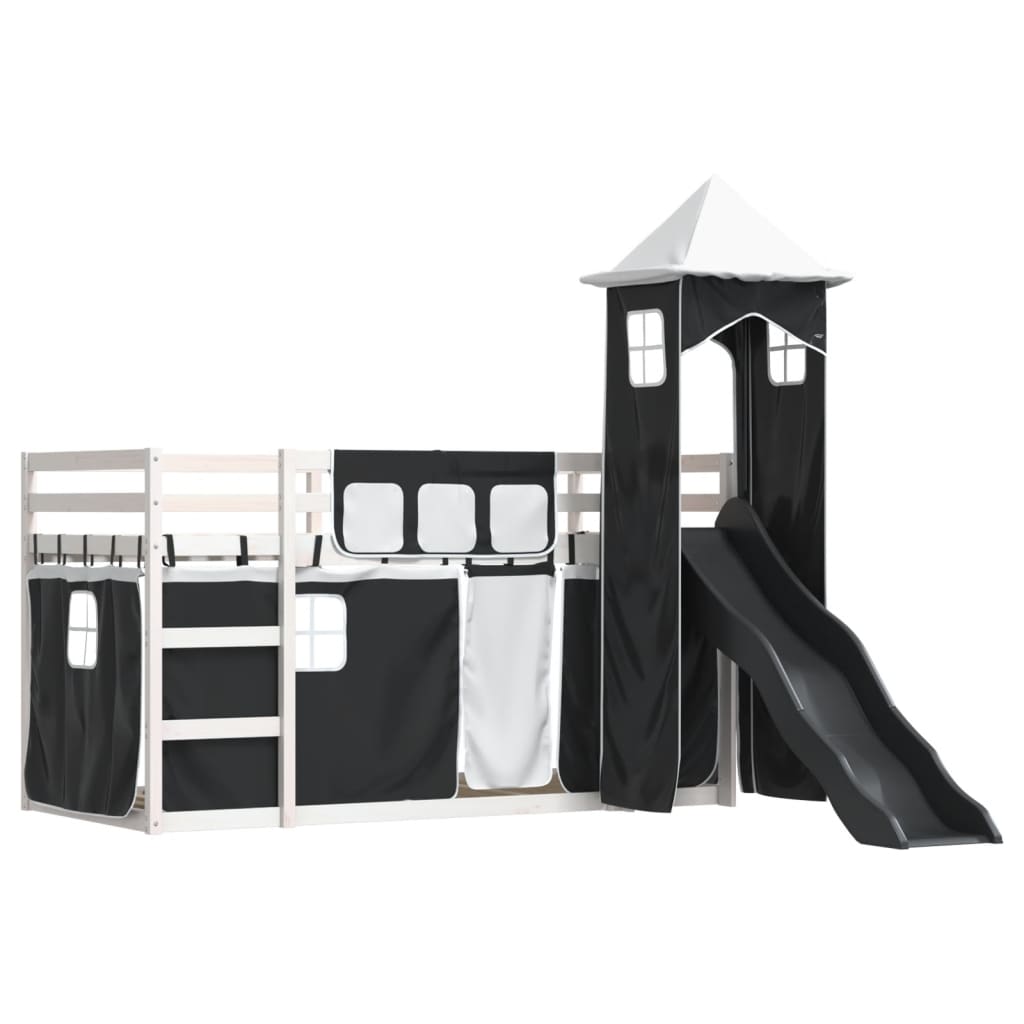 Bunk Bed without Mattress with Slide White and Black 90x200 cm