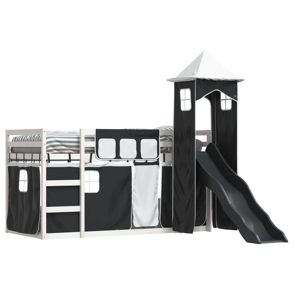 Bunk Bed without Mattress with Slide White and Black 90x200 cm