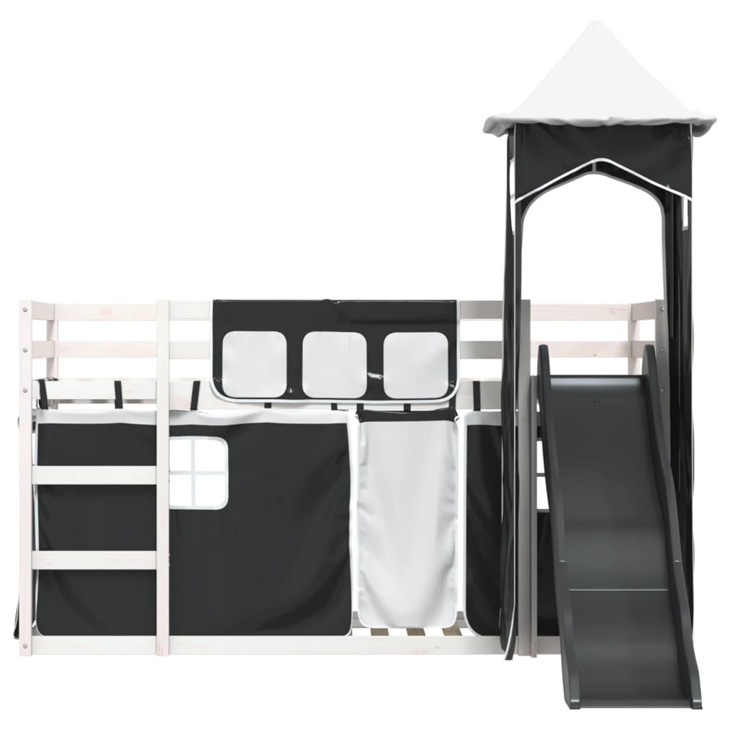 Bunk Bed without Mattress with Slide White and Black 90x200 cm