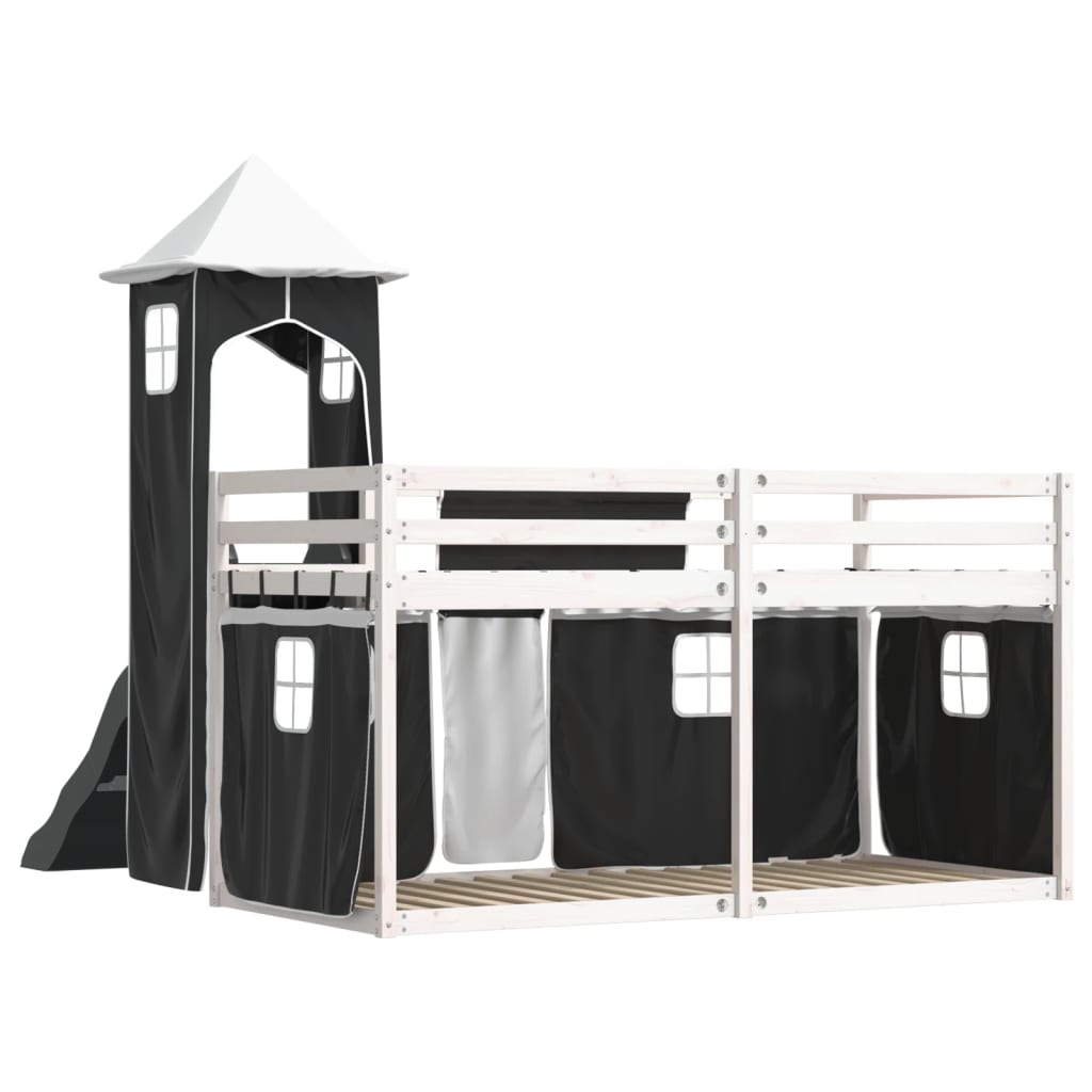 Bunk Bed without Mattress with Slide White and Black 90x200 cm