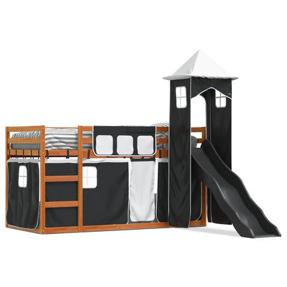 Bunk Bed without Mattress with Slide White and Black 90x200 cm