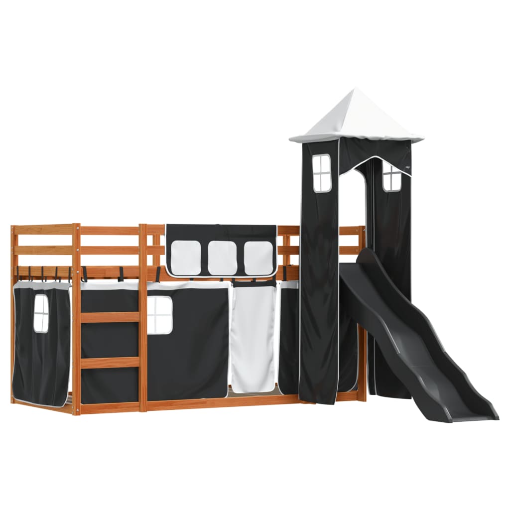 Bunk Bed without Mattress with Slide White and Black 90x200 cm