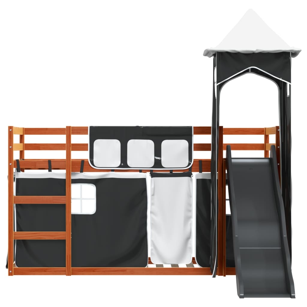 Bunk Bed without Mattress with Slide White and Black 90x200 cm